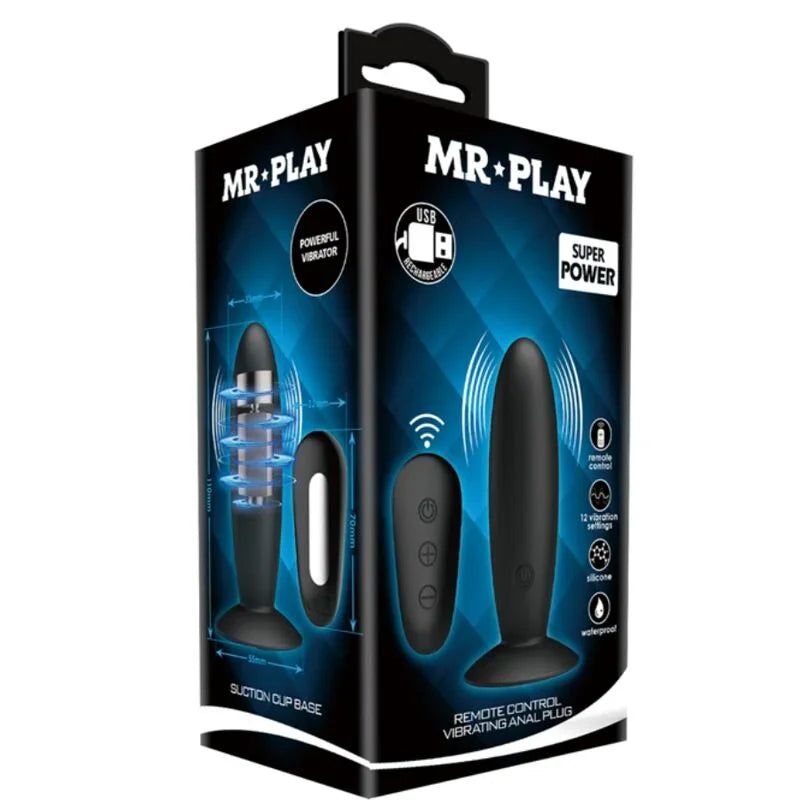 MR PLAY - PLUG ANAL CON VIBRACIÓN NEGRO CONTROL REMOTO - Nuvica