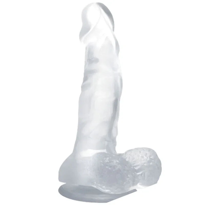 BAILE - DILDO REALÍSTICO CON VENTOSA Y TESTÍCULOS 16.7 CM TRANSPARENTE - Nuvica