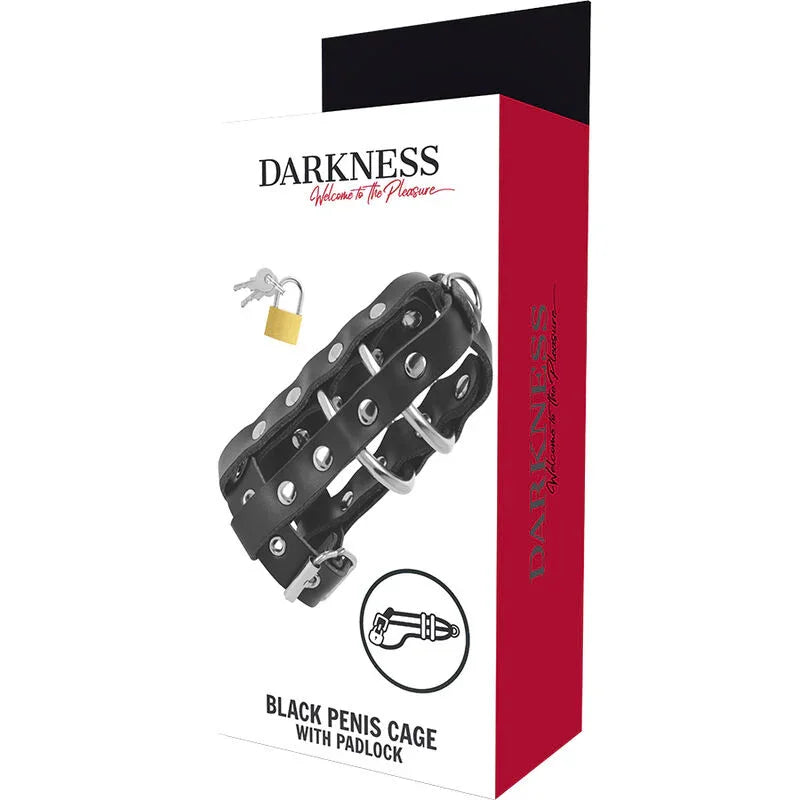 DARKNESS - JAULA CASTIDAD CUERO CON CANDADO - Nuvica