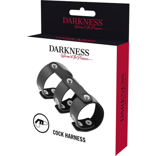 DARKNESS - ANILLO DOBLE PENE Y TESTÍCULOS AJUSTABLE LEATHER - Nuvica