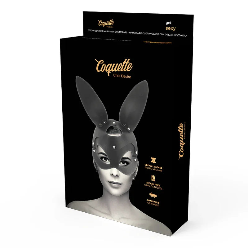 COQUETTE CHIC DESIRE - MASCARA CUERO VEGANO CON OREJAS DE CONEJO - Nuvica