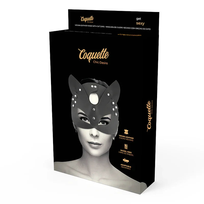 COQUETTE CHIC DESIRE - MASCARA CUERO VEGANO CON OREJAS DE GATO - Nuvica