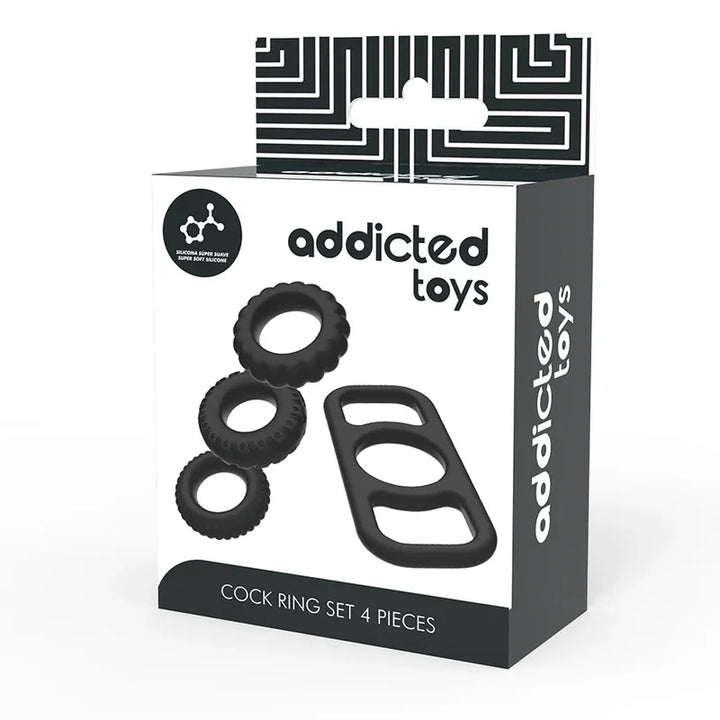 ADDICTED TOYS - SET 4 ANILLOS SILICONA PARA EL PENE - Nuvica