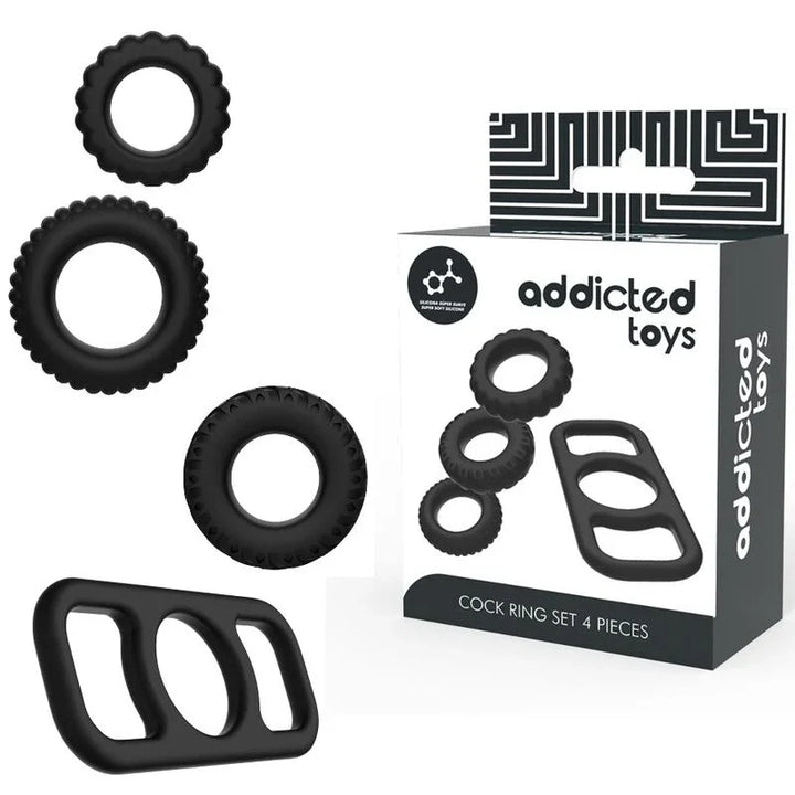 ADDICTED TOYS - SET 4 ANILLOS SILICONA PARA EL PENE - Nuvica