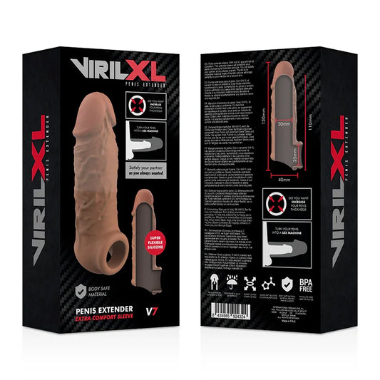 VIRILXL - EXTENSIÓN DE PENE LIQUID SILICONE V7 MARRÓN - Nuvica