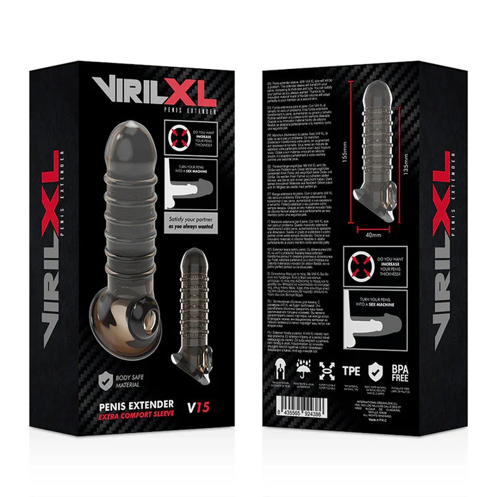 VIRILXL - EXTENSION Y FUNDA DE PENE V15 NEGRO - Nuvica