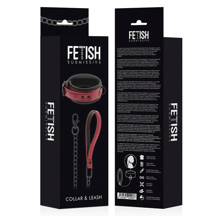 FETISH SUBMISSIVE DARK ROOM - COLLAR CON CADENA CON FORRO DE NEOPRENO - Nuvica