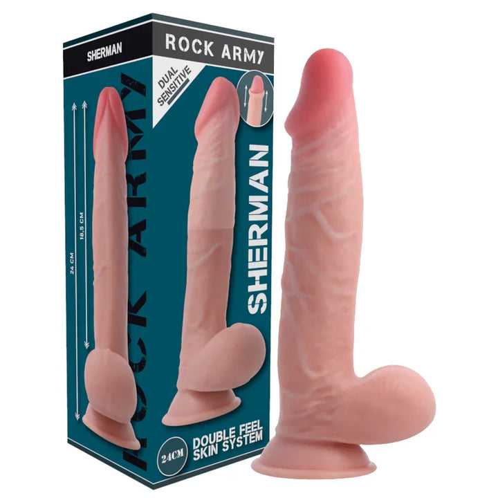 ROCKARMY - ARNÉS + DUAL DENSITY SHERMAN DILDO REALISTA 24 CM -O- 4.62 CM - Nuvica