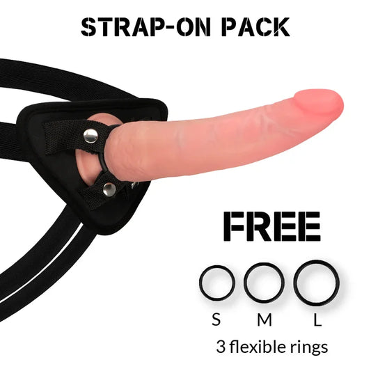 ROCKARMY - ARNÉS + DUAL DENSITY CRUSADER DILDO REALISTA 21.5 CM -O- 4.46 CM - Nuvica