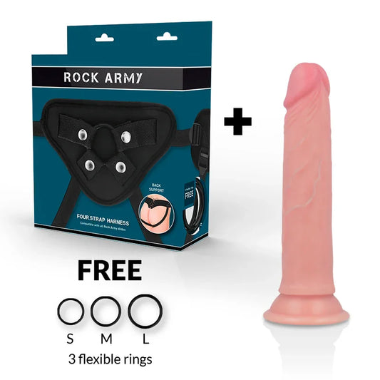 ROCKARMY - HARNESS + LIQUID SILICONE DILDO PREMIUM AVENGER 19 CM -O- 3.98 CM - Nuvica
