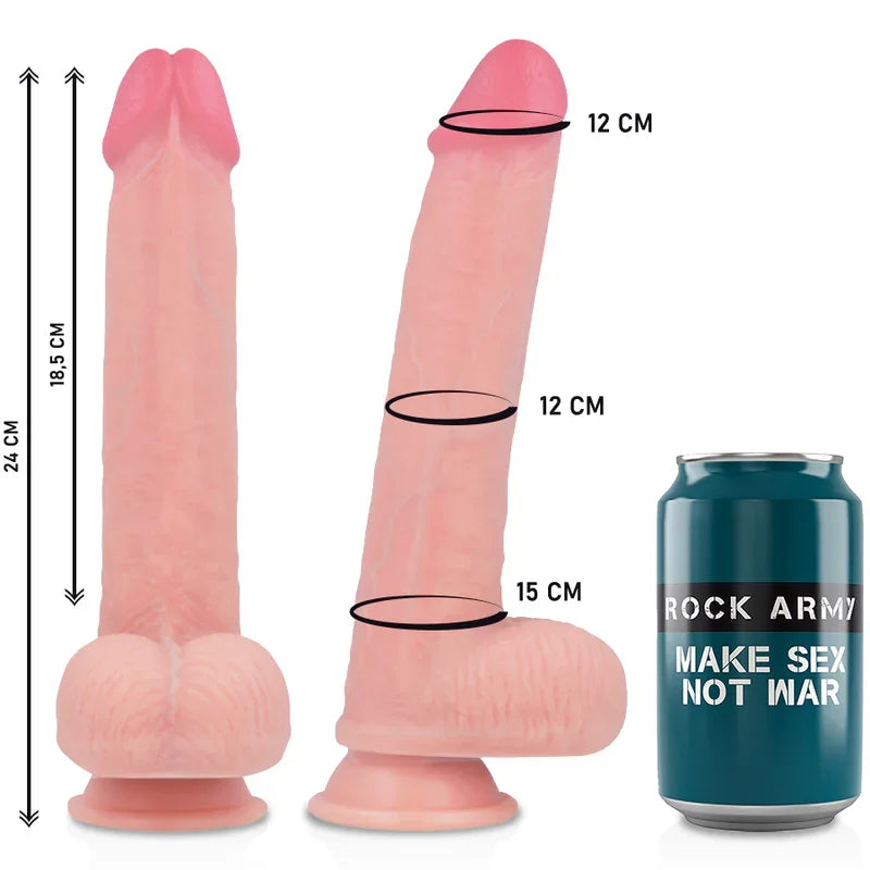 ROCKARMY - ARNÉS + LIQUID SILICONE DILDO PREMIUM KINGCOBRA 24 CM -O- 4.77 CM - Nuvica