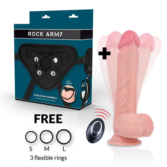 ROCKARMY - ARNÉS + LIQUID SILICONE VIBRADOR CONTROL REMOTO PREMIUM APACHE 20.5 CM -O- 4.62 CM - Nuvica