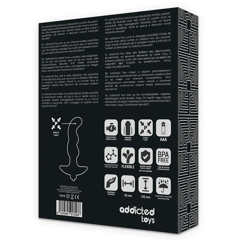 ADDICTED TOYS - MASAJEADOR ANAL CON VIBRACIÓN NEGRO MODELO 2 - Nuvica