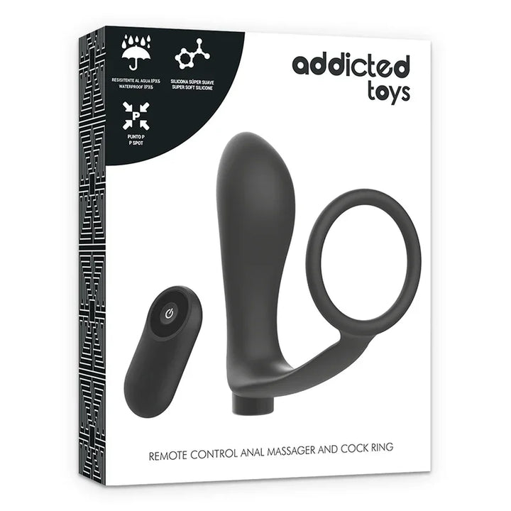 ADDICTED TOYS - ANILLA PENE CON PLUG ANAL CONTROL REMOTO NEGRO RECARGABLE - Nuvica
