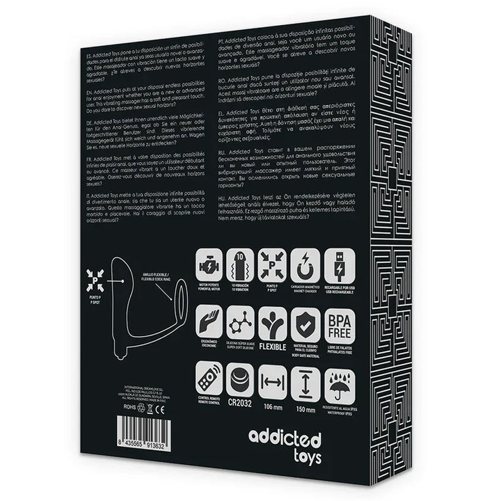 ADDICTED TOYS - ANILLA PENE CON PLUG ANAL CONTROL REMOTO NEGRO RECARGABLE - Nuvica